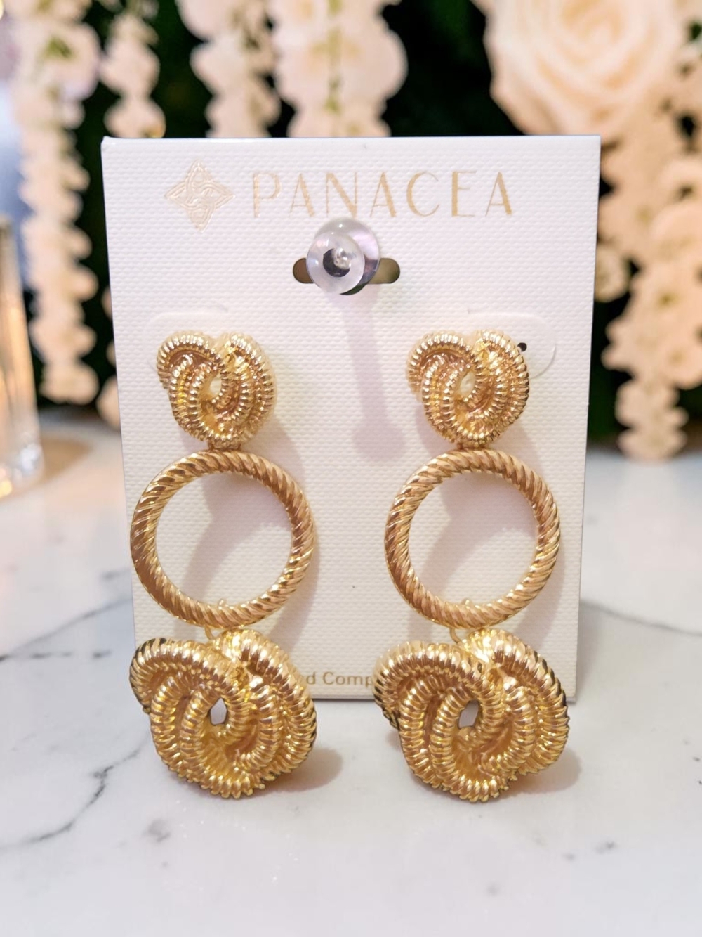 Gold-Tone Twisted Rope Drop Earrings